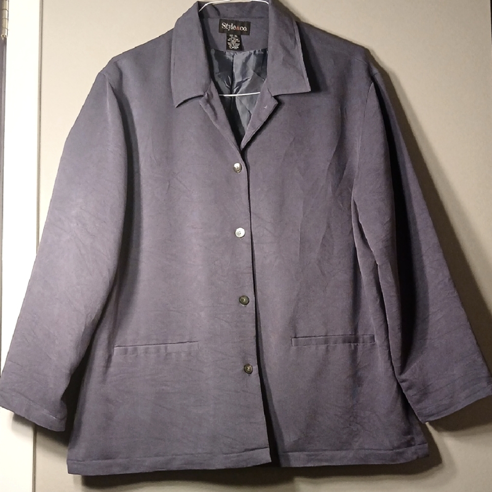 Women's Style & Co. Blue Button-down Jacket XL